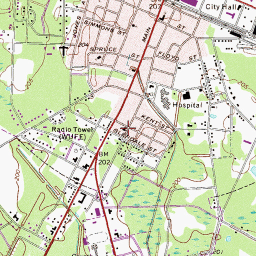 Topographic Map of Baxley Freewill Baptist Church, GA