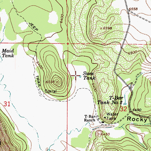 Topographic Map of Sues Tank, AZ