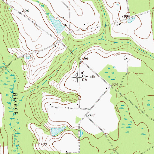 Topographic Map of Corinth Cemetery, GA