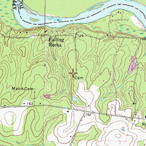 Topographic Map of Deen Cemetery, GA