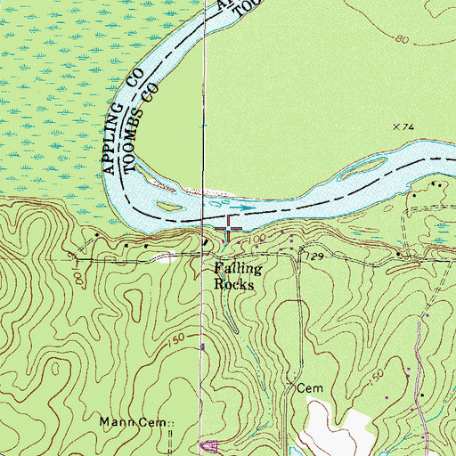 Topographic Map of Deens Landing, GA