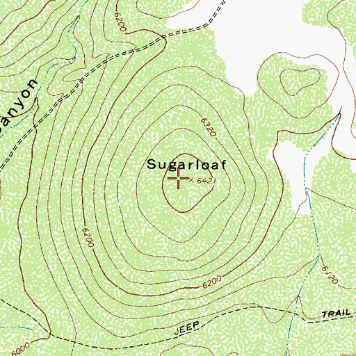 Topographic Map of Sugarloaf, AZ