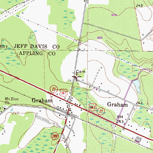 Topographic Map of Graham Baptist Church, GA