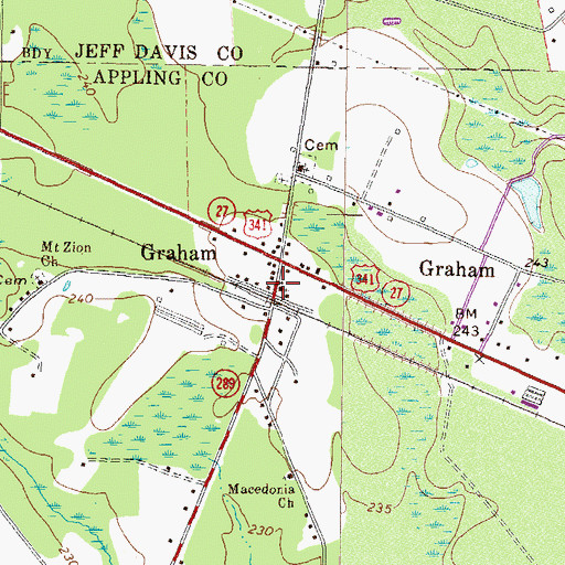 Topographic Map of Graham United Methodist Church, GA