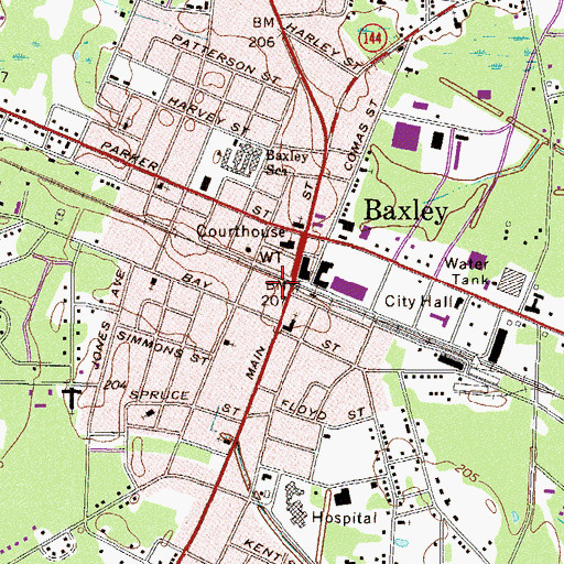Topographic Map of Hall-Holt Hospital (historical), GA