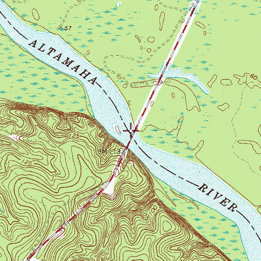 Topographic Map of John C Beasley Memorial Bridge, GA