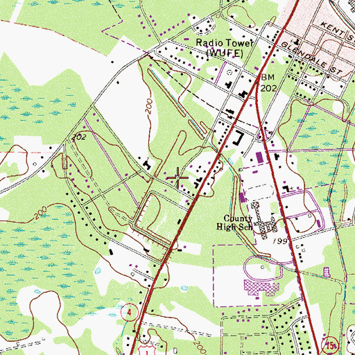 Topographic Map of Kingdom Hall of Jehovahs Witnesses, GA