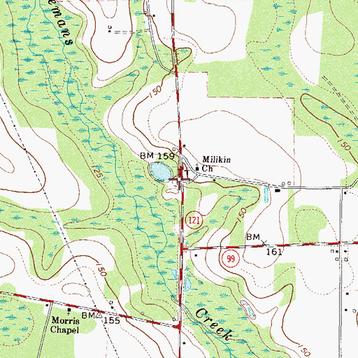 Topographic Map of Milikin Cemetery, GA