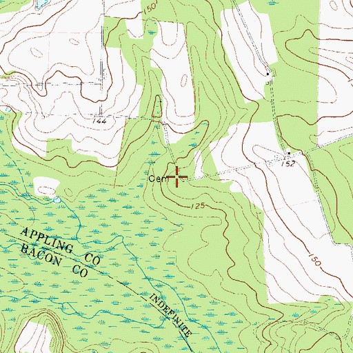 Topographic Map of Moody Cemetery, GA