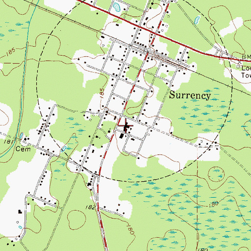 Topographic Map of Surrency High School, GA
