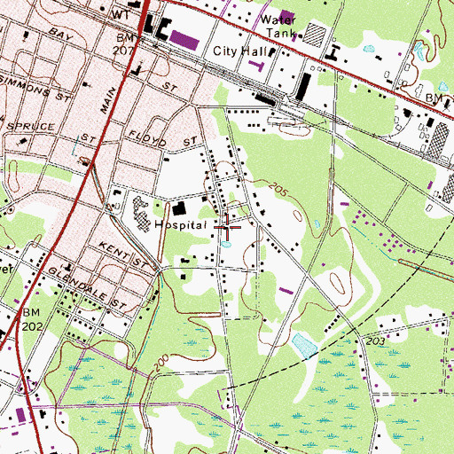 Topographic Map of Trinity Baptist Temple, GA