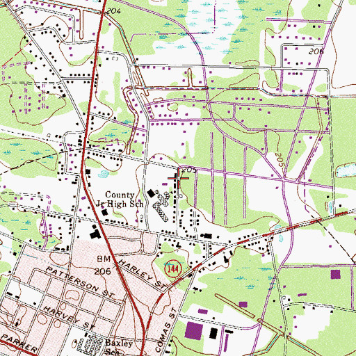 Topographic Map of Warrick Homes, GA