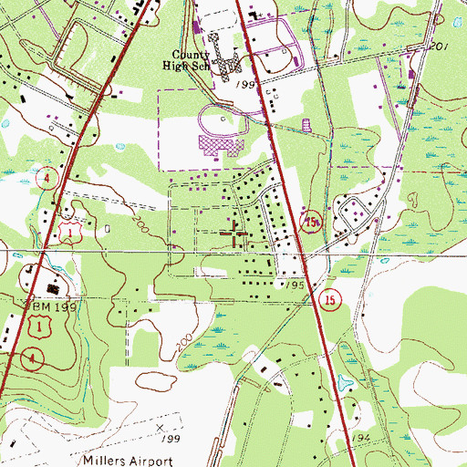 Topographic Map of Weatherly Park, GA