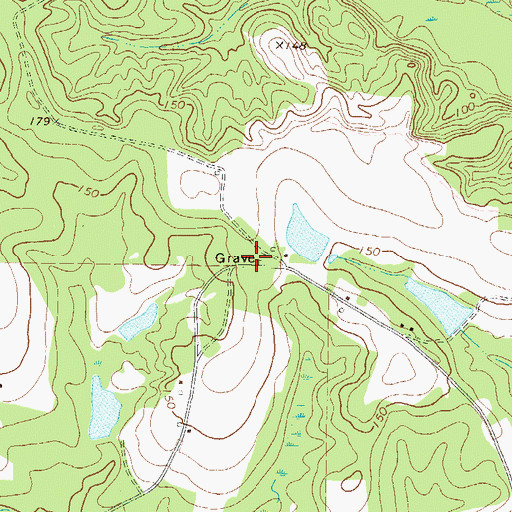 Topographic Map of Woods Cemetery, GA