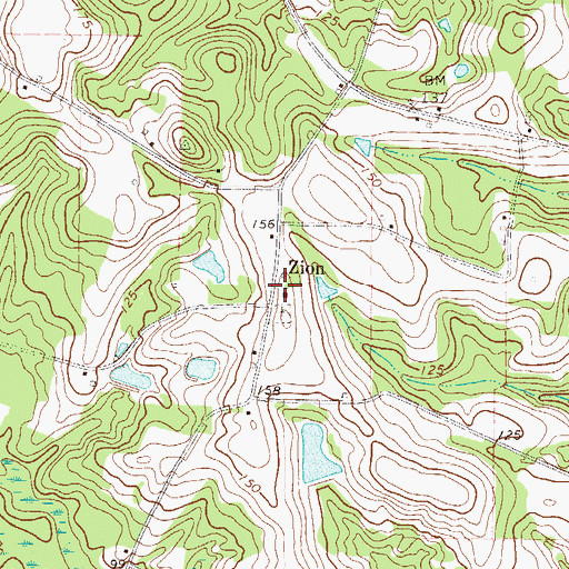 Topographic Map of Zion Missionary Baptist Church, GA