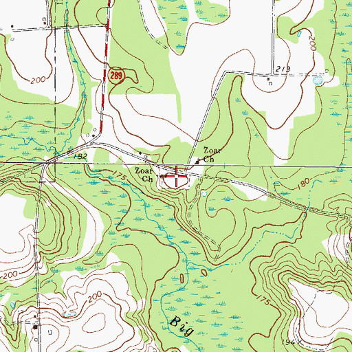 Topographic Map of Zoar Cemetery, GA