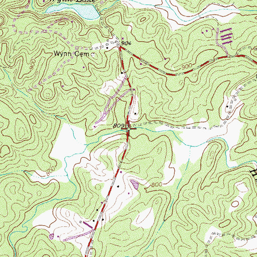 Topographic Map of Acreys Bridge, GA