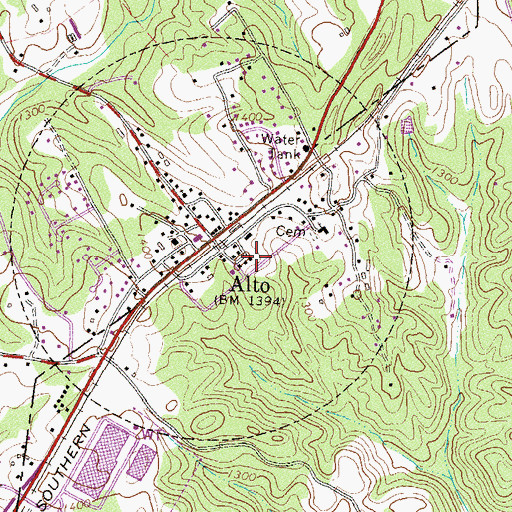 Topographic Map of Alto School (historical), GA