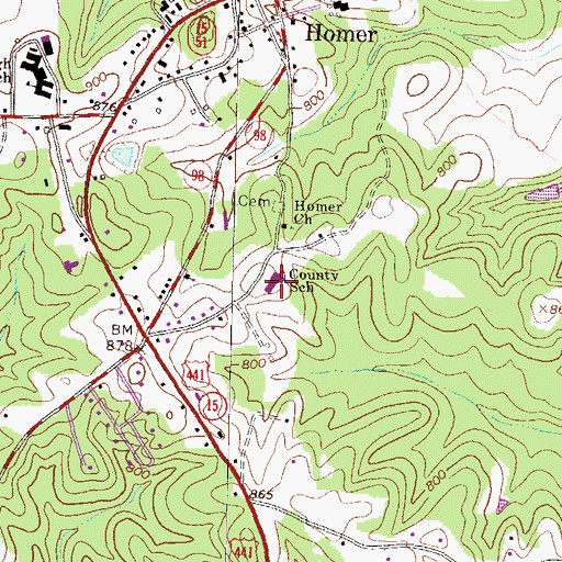 Topographic Map of Banks County Elementary School, GA