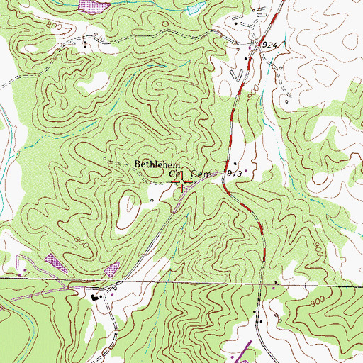 Topographic Map of Bethlehem School (historical), GA