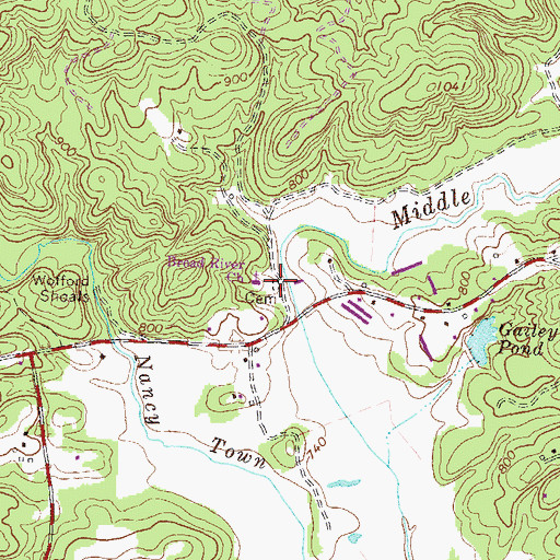 Topographic Map of Broad River Cemetery, GA