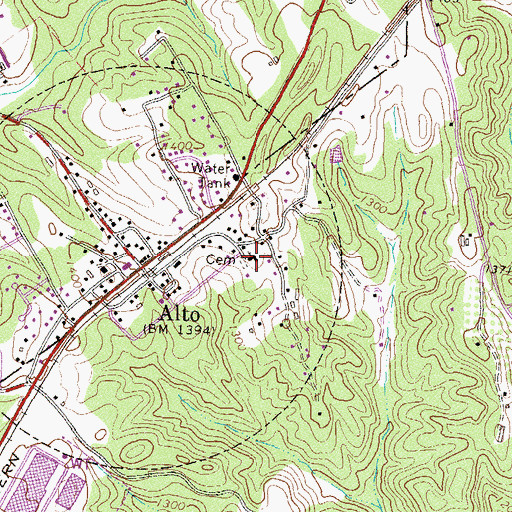 Topographic Map of Crossroads Baptist Church, GA