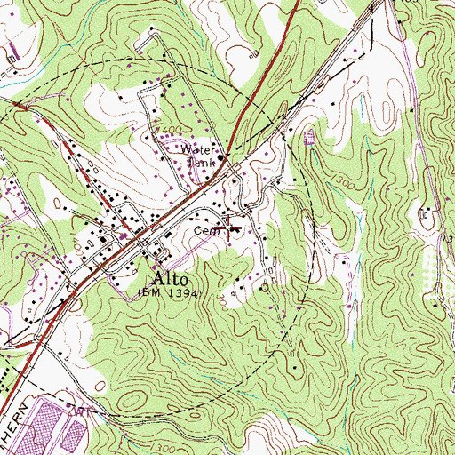 Topographic Map of Crossroads Cemetery, GA