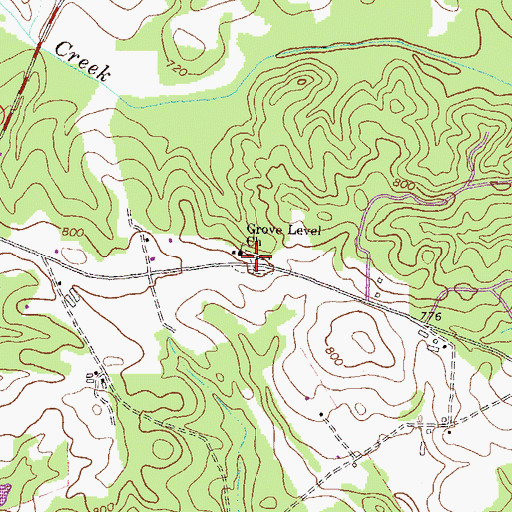 Topographic Map of Grove Level Baptist Cemetery, GA