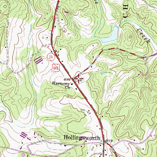 Topographic Map of Harmony Cemetery, GA