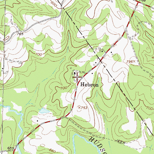 Topographic Map of Hebron Cemetery, GA
