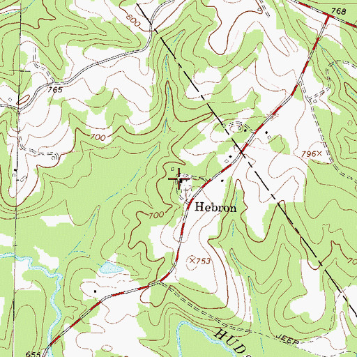 Topographic Map of Hebron Church, GA