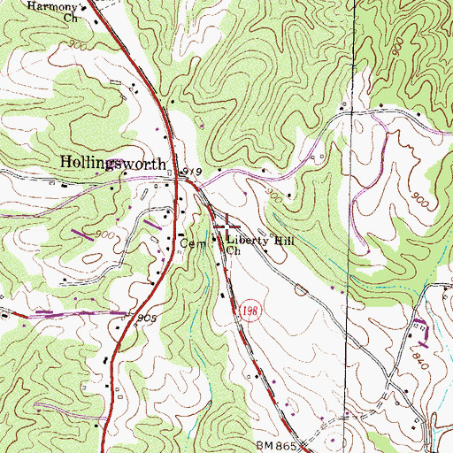 Topographic Map of Liberty Hill School (historical), GA