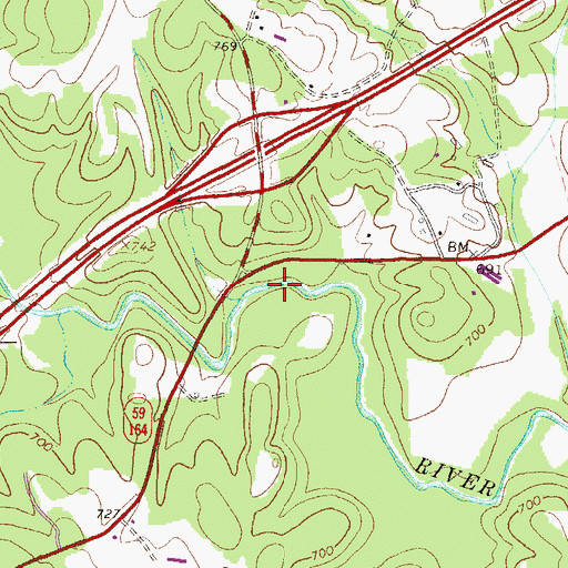 Topographic Map of Martin Bridge (historical), GA