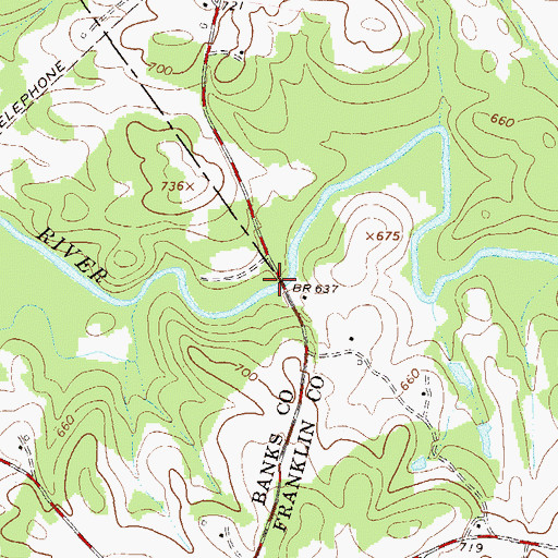 Topographic Map of McIntires Bridge, GA