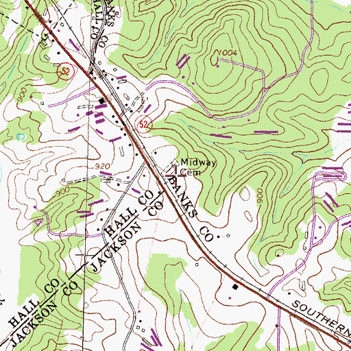 Topographic Map of Midway Church (historical), GA