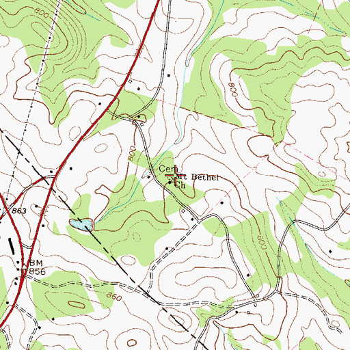 Topographic Map of Mount Bethel Cemetery, GA