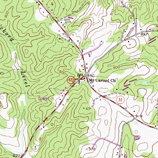 Topographic Map of Mount Carmel Cemetery, GA