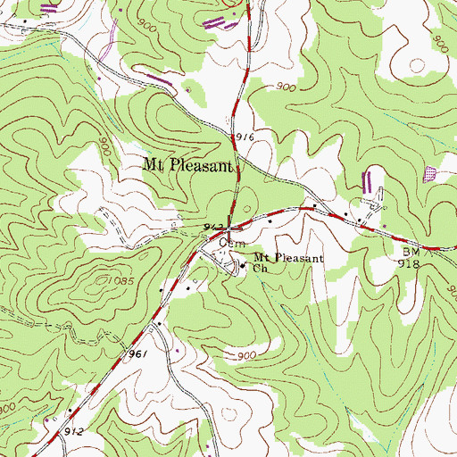 Topographic Map of Mount Pleasant School (historical), GA