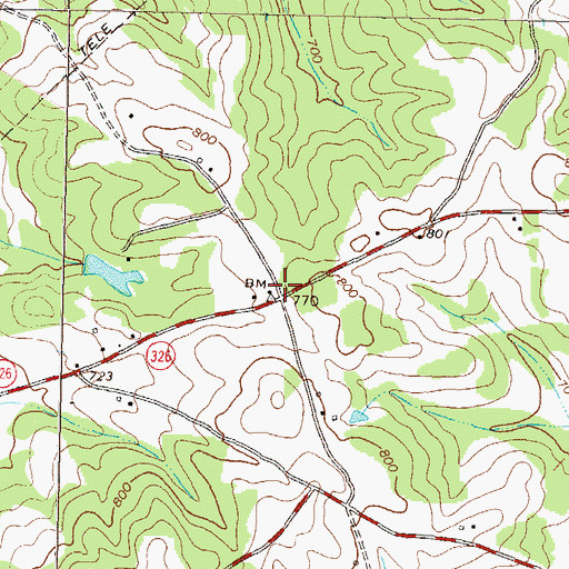 Topographic Map of Red Oak School (historical), GA