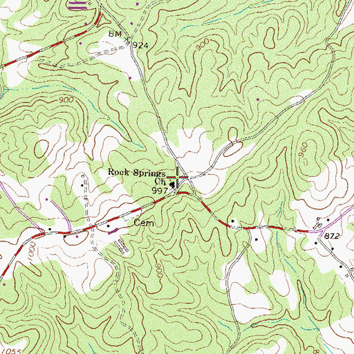 Topographic Map of Rock Springs School (historical), GA