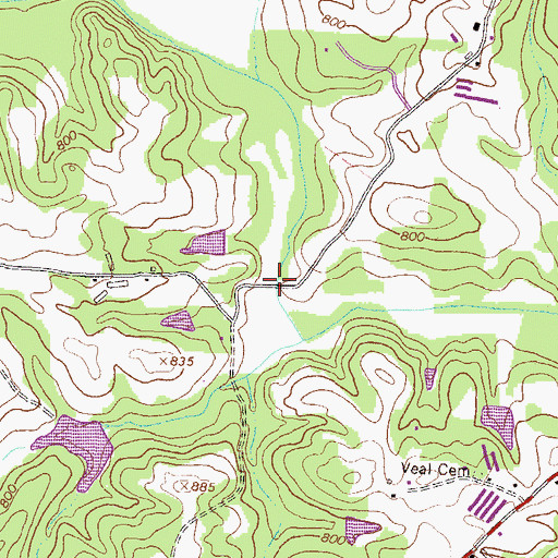 Topographic Map of Savill Bridge, GA