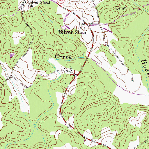 Topographic Map of Temple Church, GA
