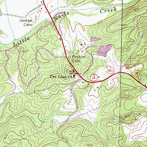Topographic Map of The Line Cemetery, GA