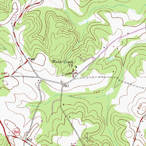 Topographic Map of Weebs Creek Cemetery, GA