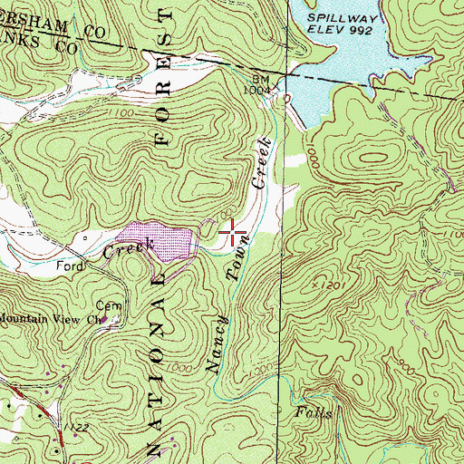 Topographic Map of Woffords Settlement (historical), GA