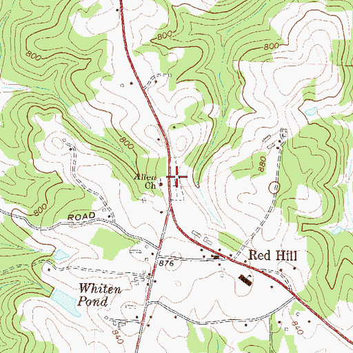 Topographic Map of Allens Cemetery, GA