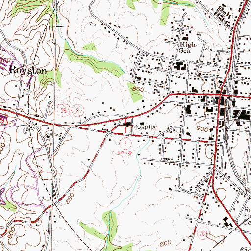 Topographic Map of Cobb Memorial Hospital, GA