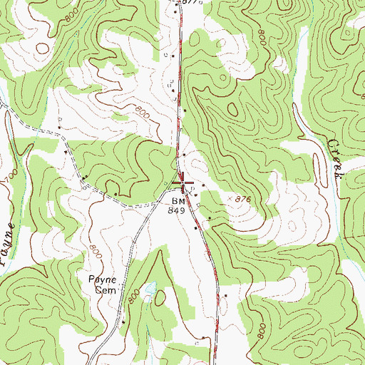 Topographic Map of Crawfords Store (historical), GA