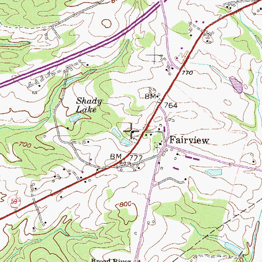 Topographic Map of Fairview Church, GA