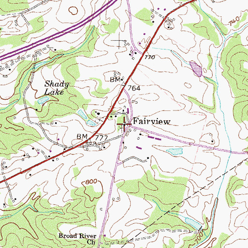Topographic Map of Fairview Church, GA
